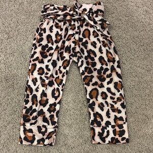 Leopard Print Pants with Bow Tie